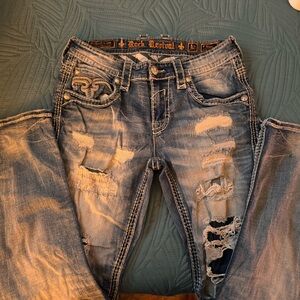 Rock Revival Men's Distressed Blue Slim Straight Jeans